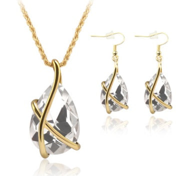 jewelry set pendant necklace earrings nostalgic crystal holiday party wedding supplies