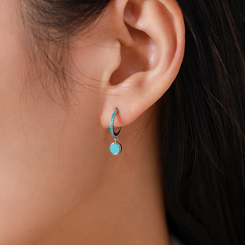 Sterling Silver Retro Enamel Earrings For Women