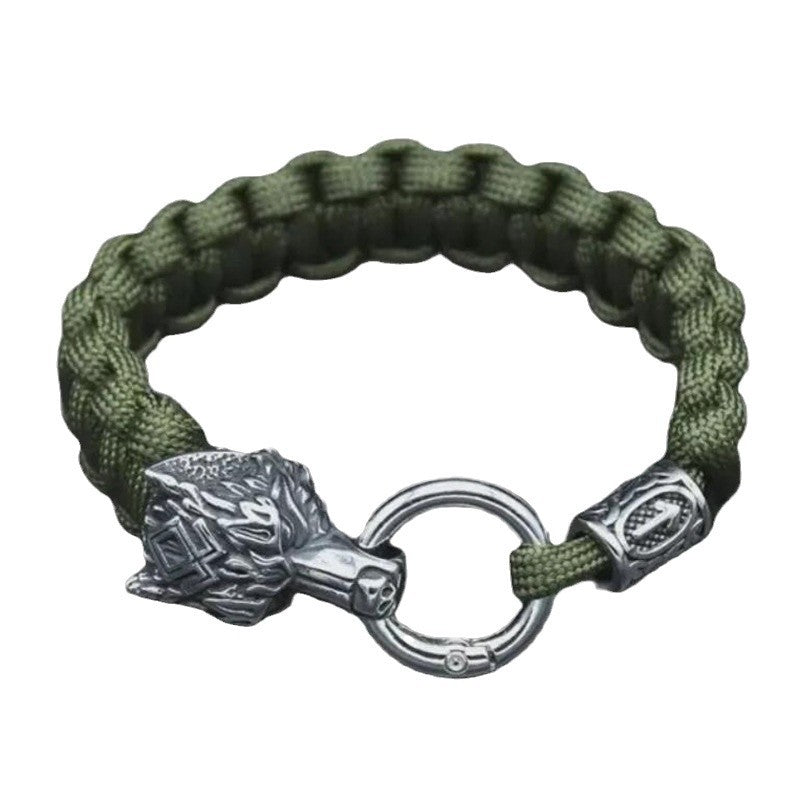 Stainless Steel Luen Character Wolf Head Bracelet Handmade