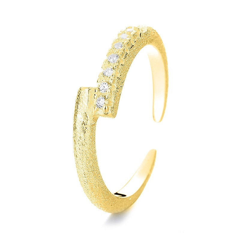 S925 Sterling Silver Cross Star Rail Brushed Ring Women