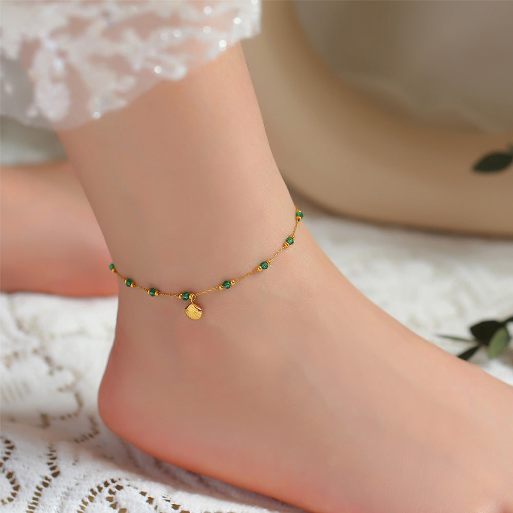 Shell Gold Brick Pendant Anklet For Women