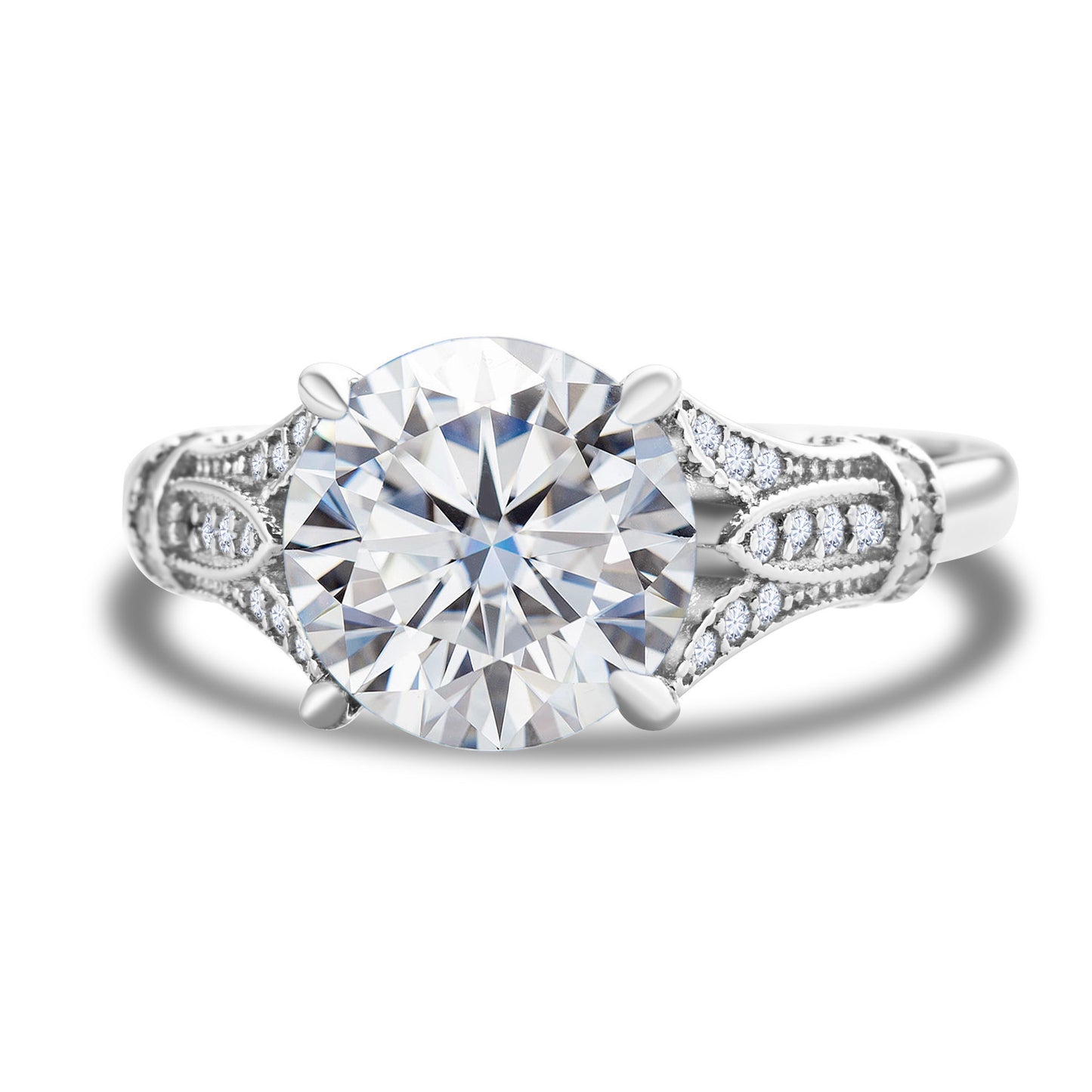 Moissanite Row Diamond Ring Female Exaggerated Sterling Silver Simple