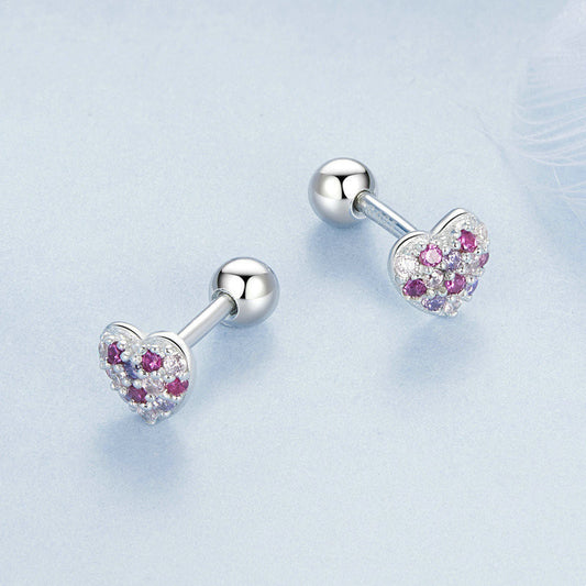 Colorful Love Mini Stud Earrings For Women