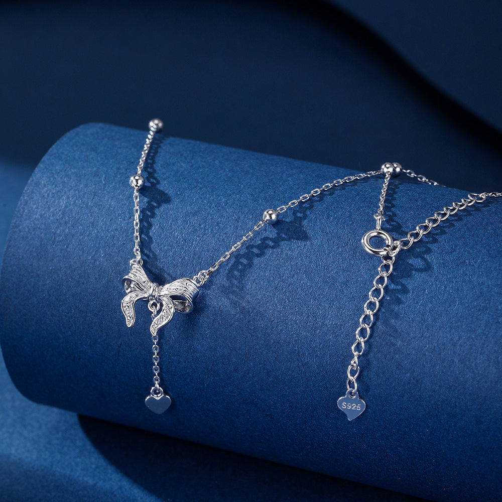 S925 Pure Silver Butterfly Heart Clavicle Chain