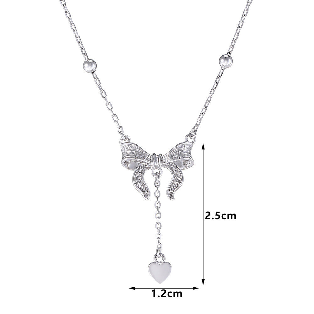 S925 Pure Silver Butterfly Heart Clavicle Chain