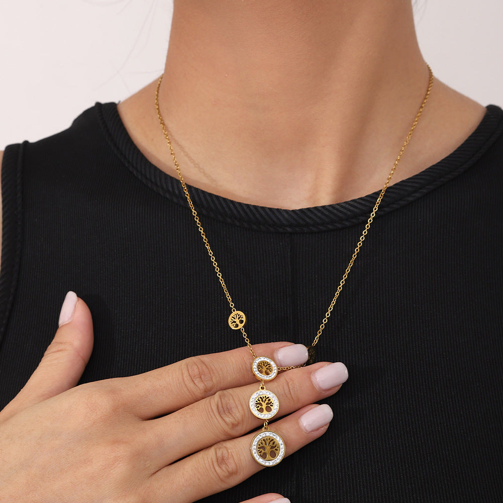 Round Three-layer Pendant Colorful Oil-dripping Simple Necklace