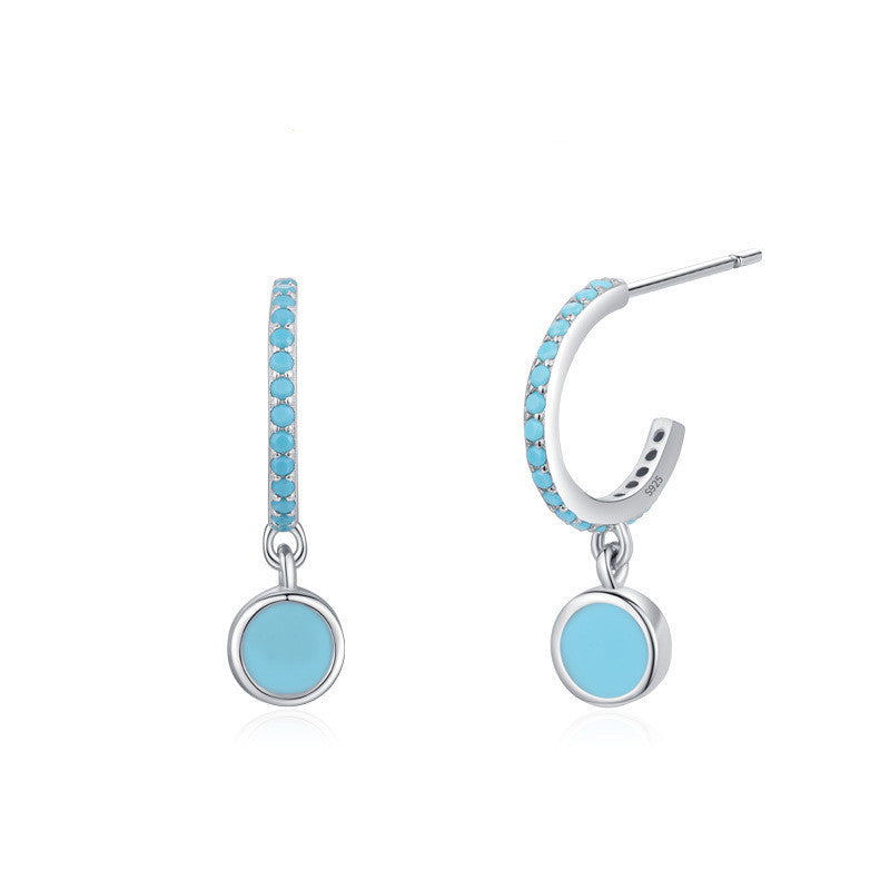 Sterling Silver Retro Enamel Earrings For Women