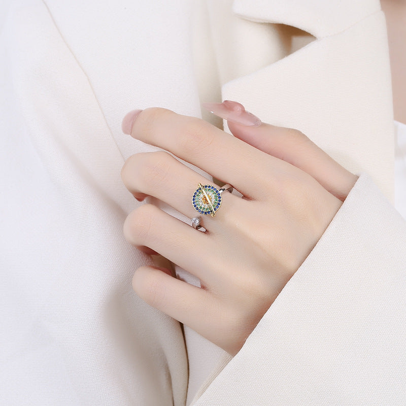 Minority Simple Anti-pressure Rotating Color Zirconium Planet Ring