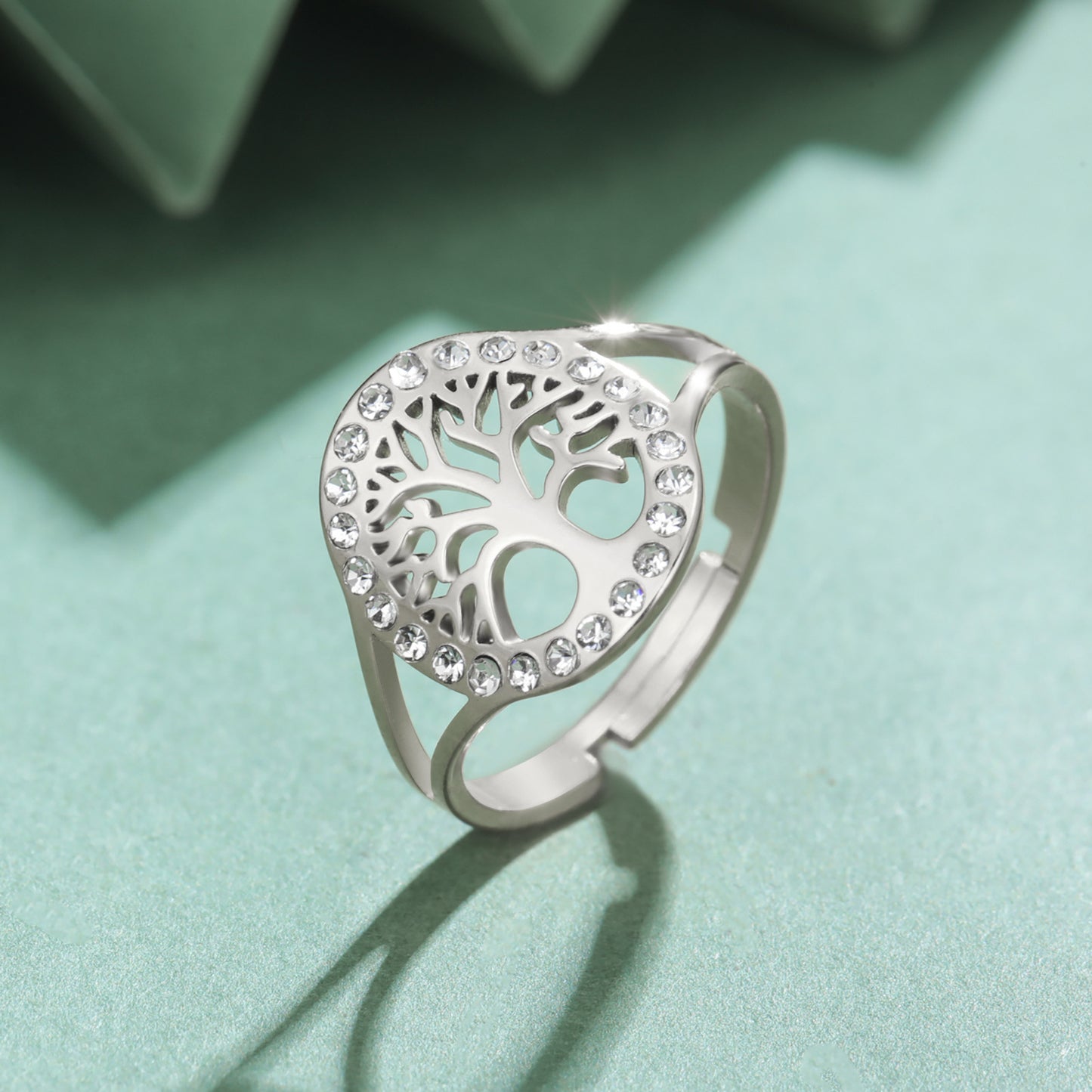 Spot Drill Hollow Tree Open Ring Jewelry