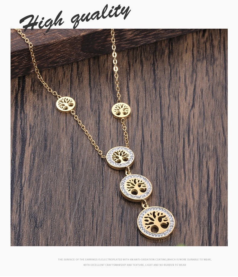 Round Three-layer Pendant Colorful Oil-dripping Simple Necklace