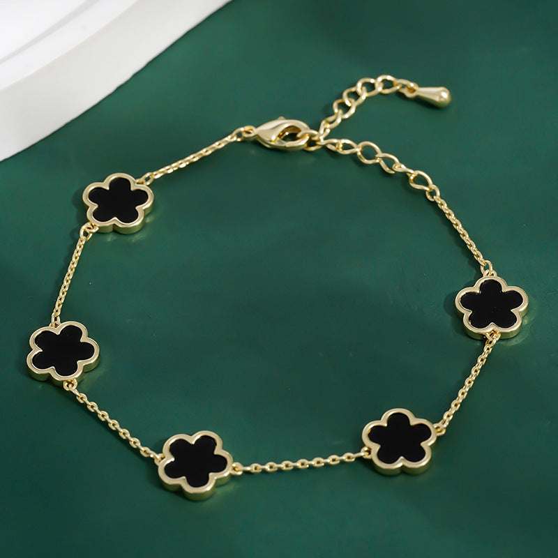 Real Gold Plating Five Petal Flower Bracelet Female Special-interest Design