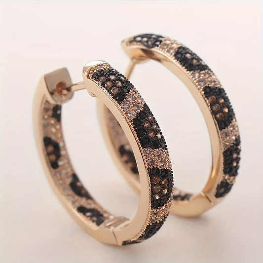 Leopard Print Ear Ring Micro Inlaid Zircon Popular Golden Earrings