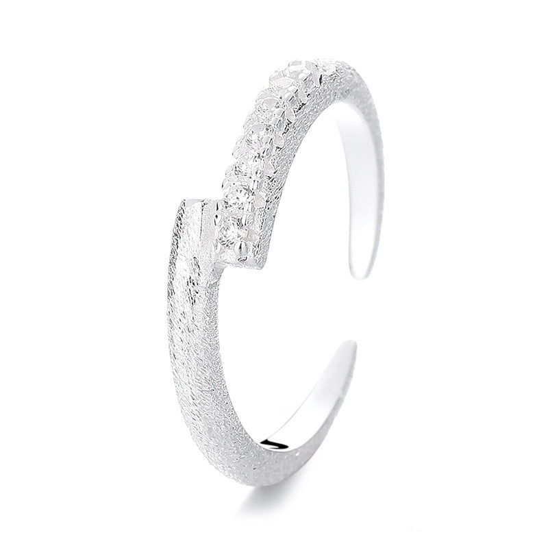 S925 Sterling Silver Cross Star Rail Brushed Ring Women