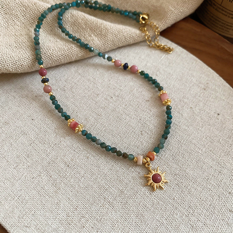 Stone Freshwater Stringed Pearls Sun Necklace French Royal Style