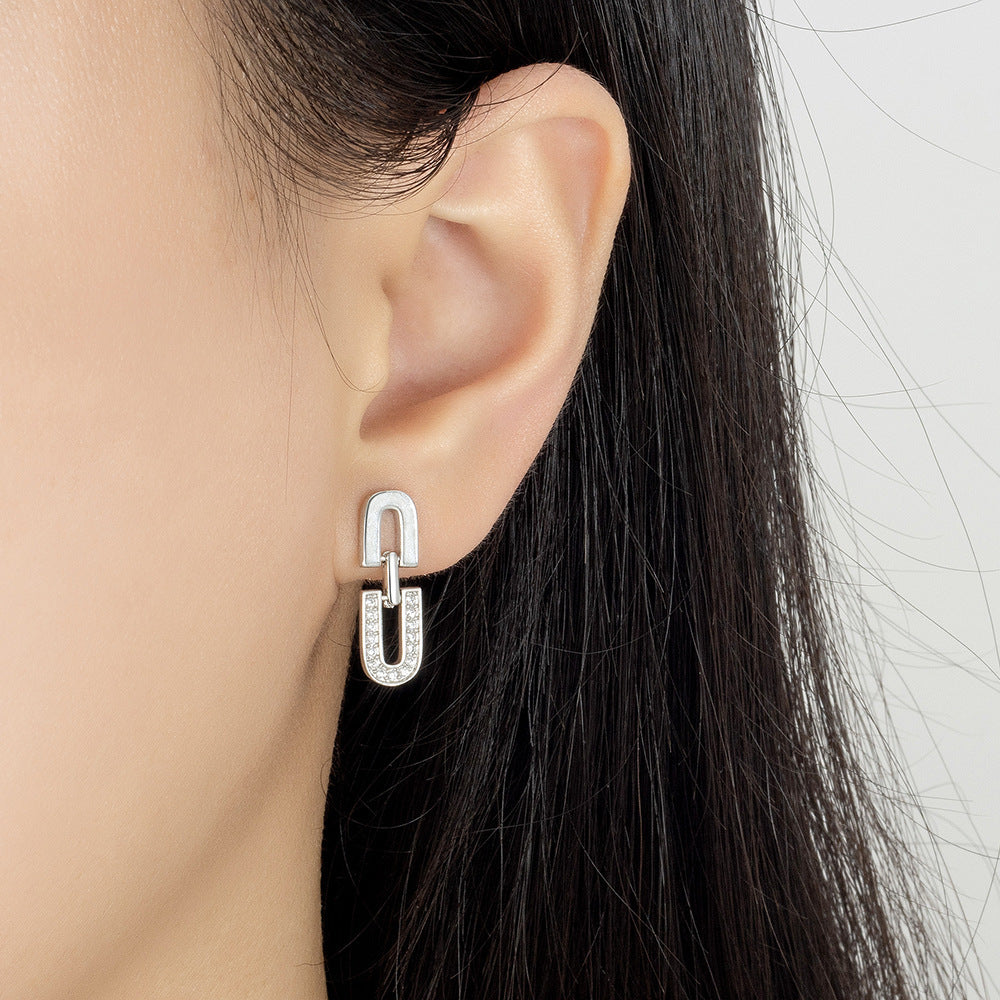 Retro Epoxy U-shaped Stud Earrings For Women