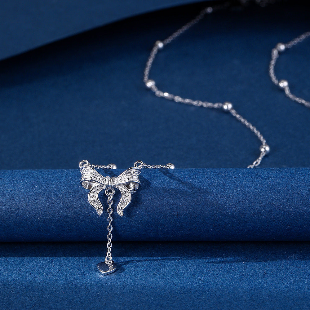 S925 Pure Silver Butterfly Heart Clavicle Chain