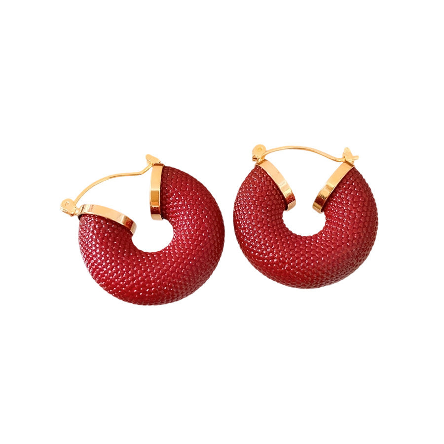 Real Gold Electroplated Round Pendant Ear Buckle Fashionable