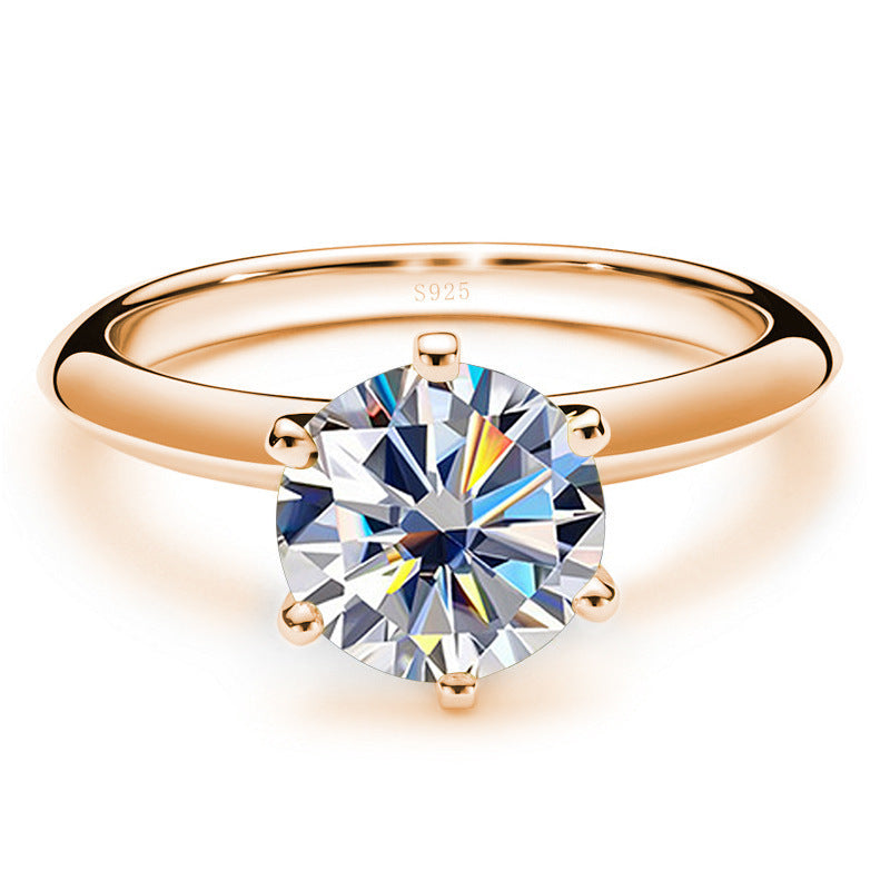 Moissanite Ring Female S925 Silver 18K Gold Plating
