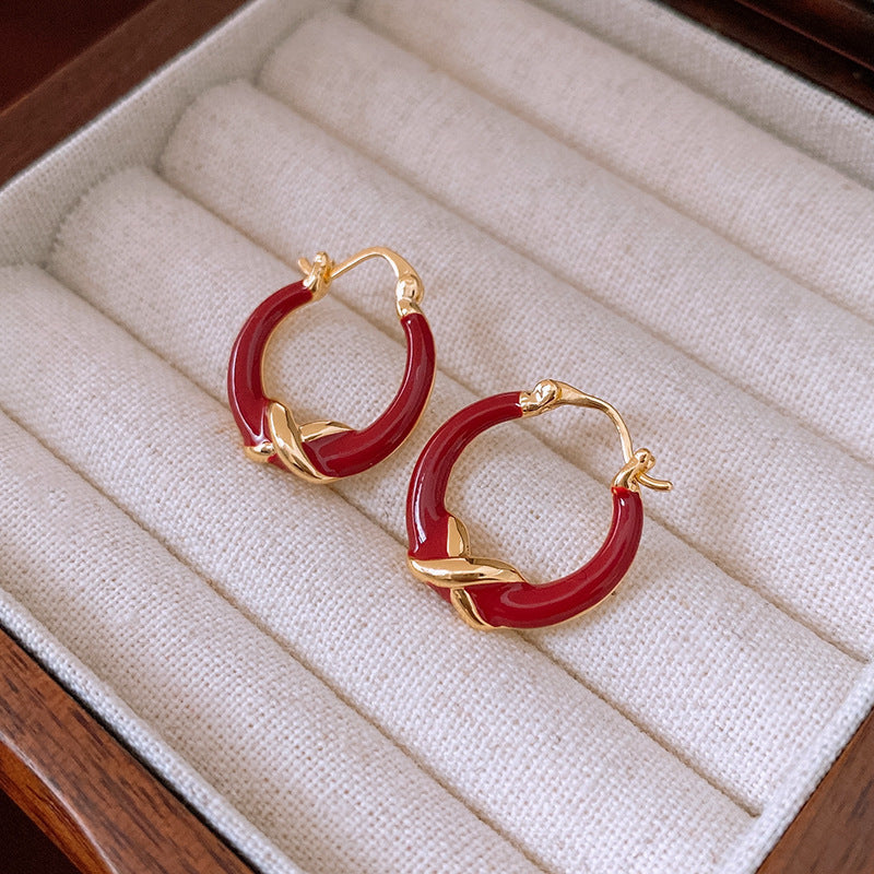Real Gold Plating Enamel Earrings
