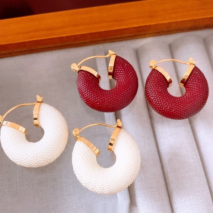 Real Gold Electroplated Round Pendant Ear Buckle Fashionable