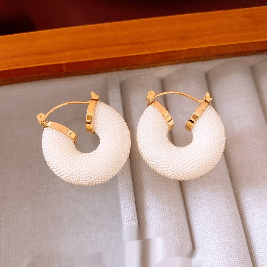 Real Gold Electroplated Round Pendant Ear Buckle Fashionable