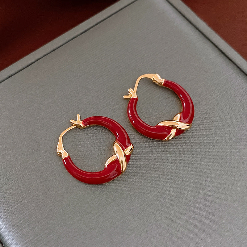 Real Gold Plating Enamel Earrings