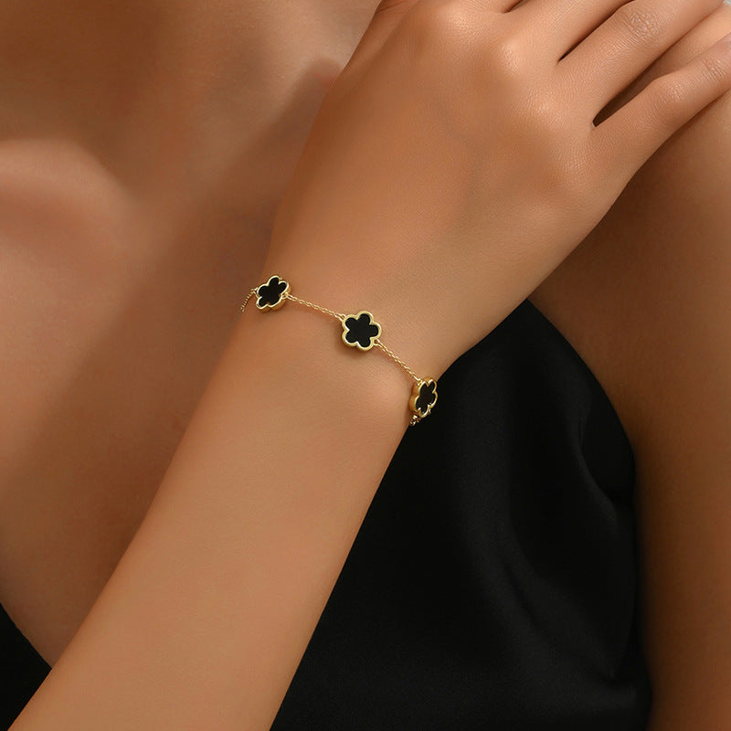 Real Gold Plating Five Petal Flower Bracelet Female Special-interest Design