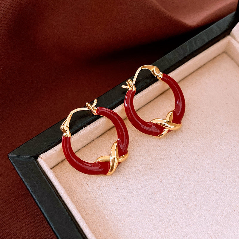 Real Gold Plating Enamel Earrings