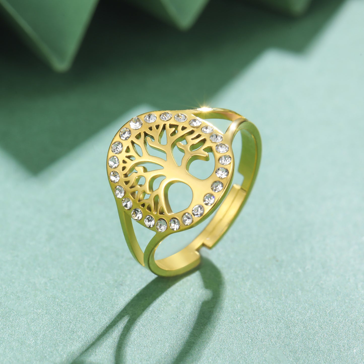 Spot Drill Hollow Tree Open Ring Jewelry