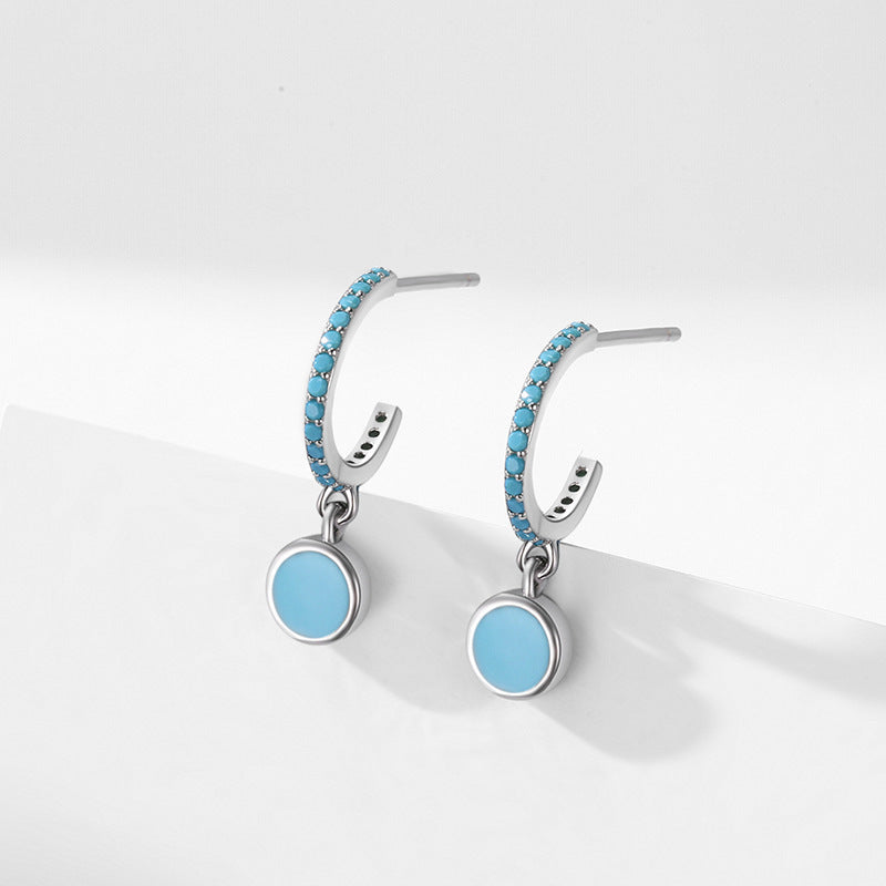 Sterling Silver Retro Enamel Earrings For Women
