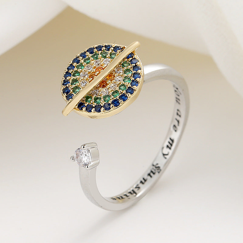 Minority Simple Anti-pressure Rotating Color Zirconium Planet Ring