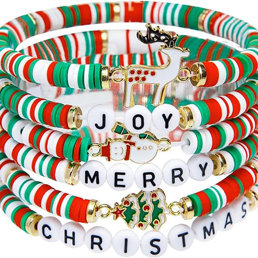 Christmas 6-pack Cute Elk Polymer Clay Bracelet Bracelet Suit