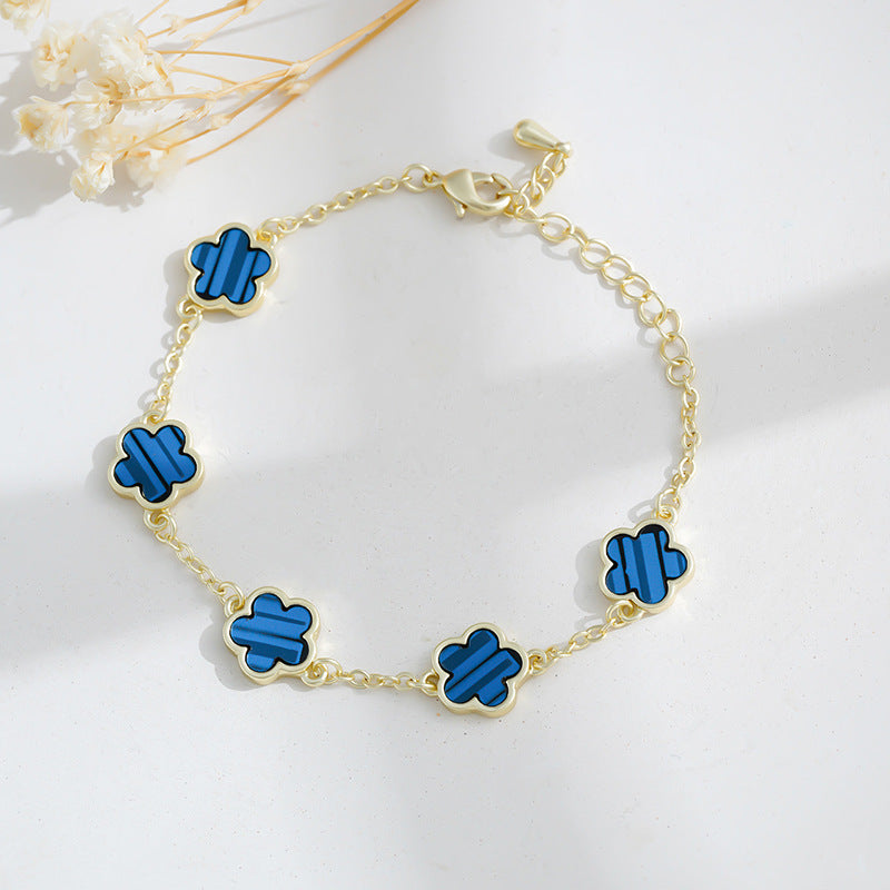 Real Gold Plating Five Petal Flower Bracelet Female Special-interest Design