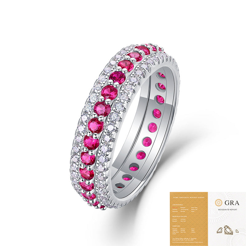 New 925 Silver Non-fading Synthetic Colored Gems Moissanite Ring