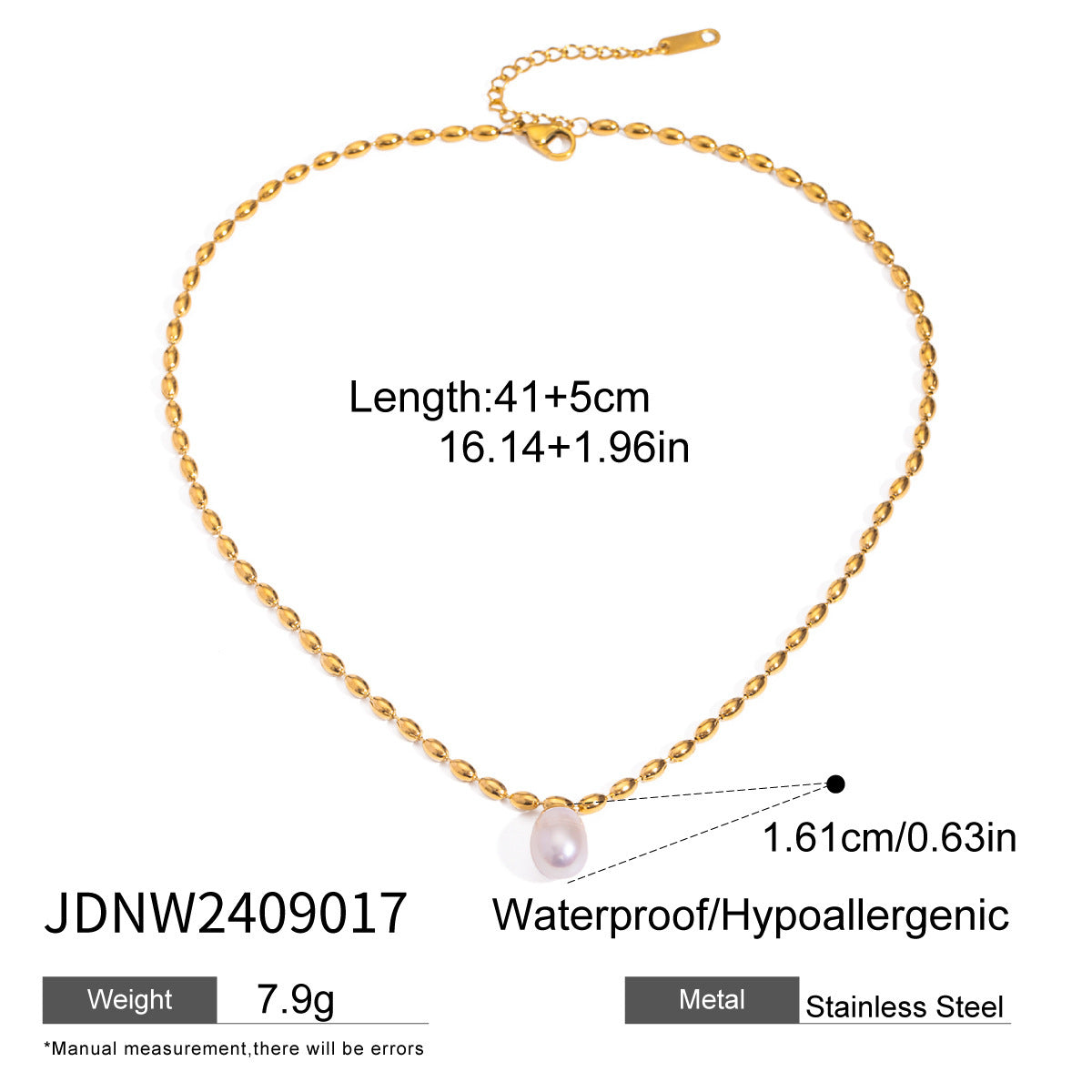 Stainless Steel Freshwater Pearl Tiger Eye Stone Pendant Bead Necklace