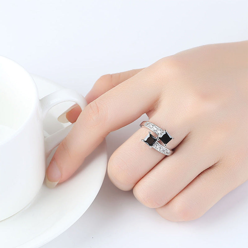 Retro Non-fading Niche Advanced Simple Zircon Ring