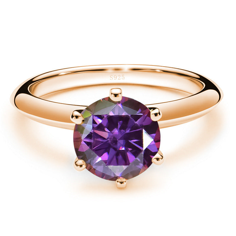 Moissanite Ring Female S925 Silver 18K Gold Plating