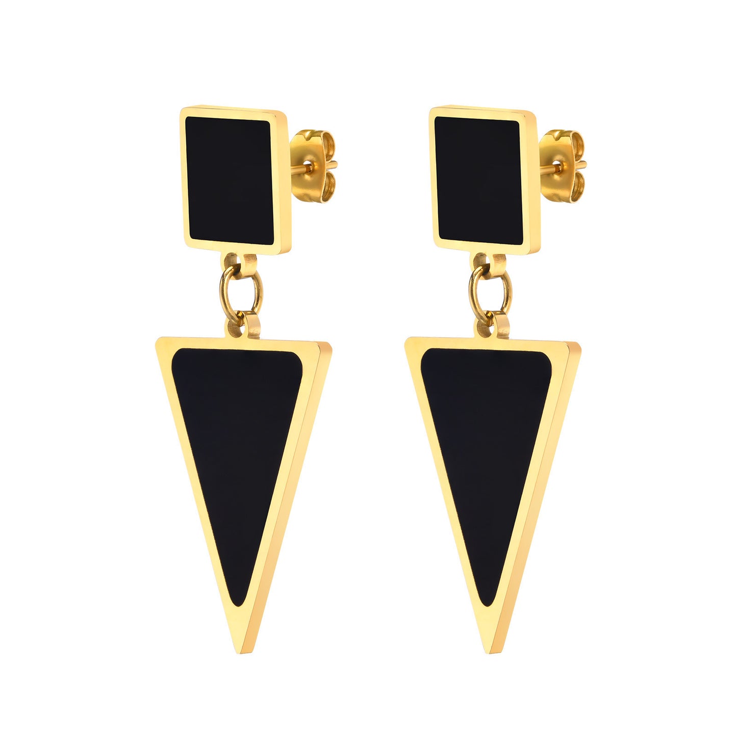 Stainless Steel Triangle Earrings Gold Simple Metal Geometry
