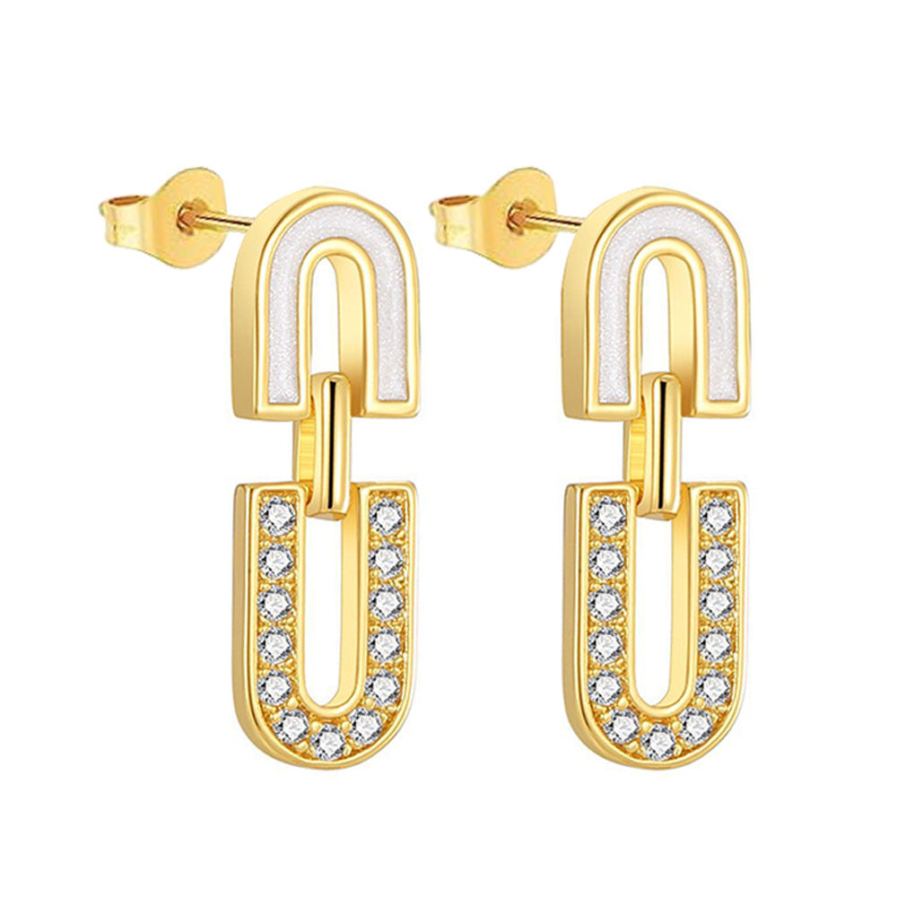 Retro Epoxy U-shaped Stud Earrings For Women