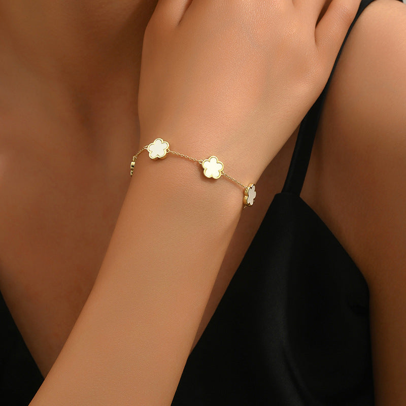 Real Gold Plating Five Petal Flower Bracelet Female Special-interest Design