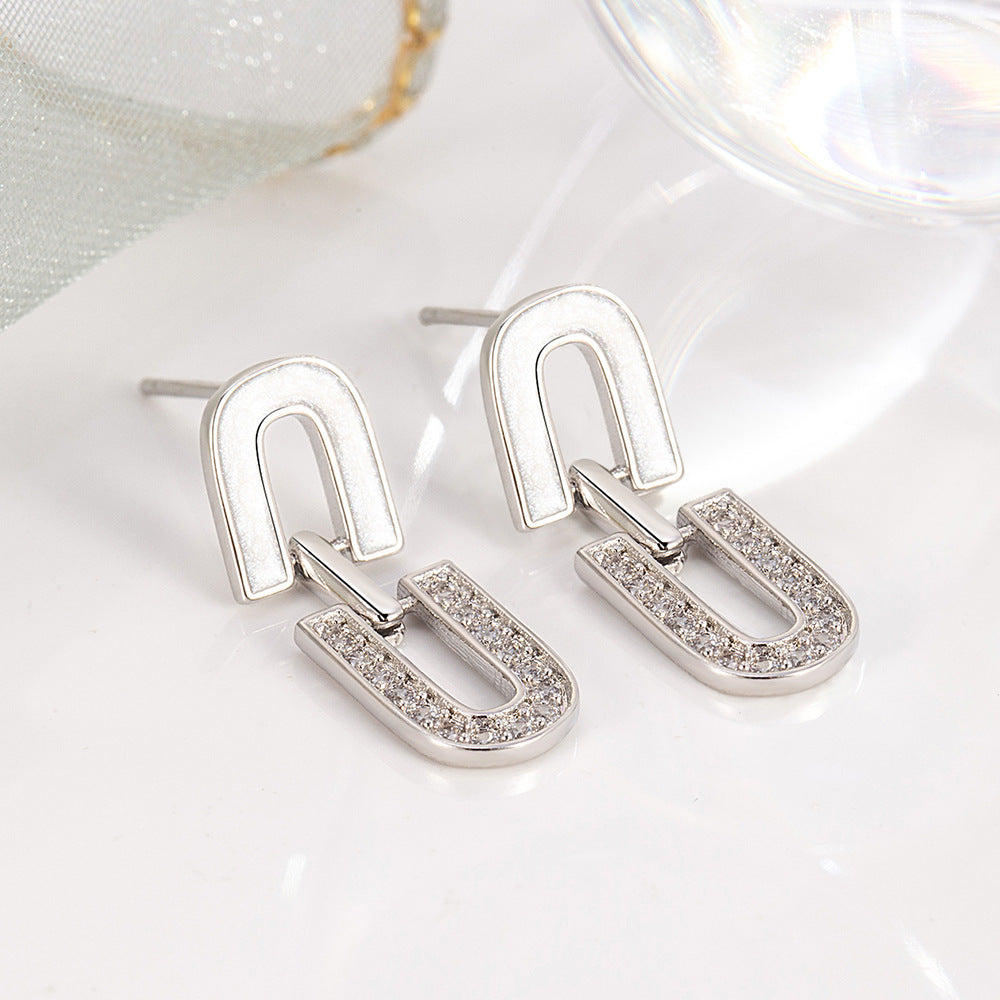 Retro Epoxy U-shaped Stud Earrings For Women