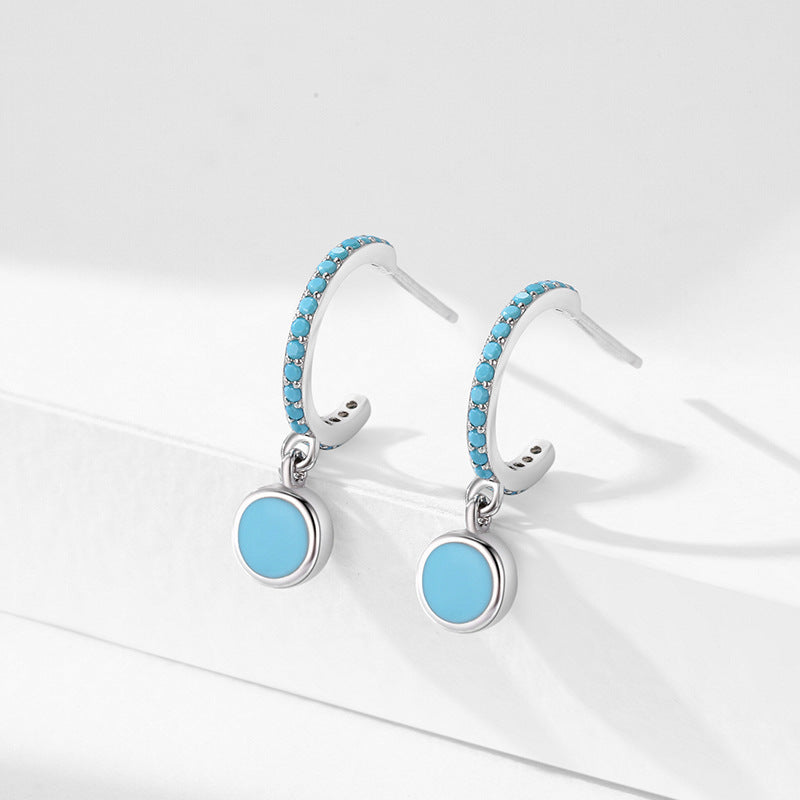Sterling Silver Retro Enamel Earrings For Women