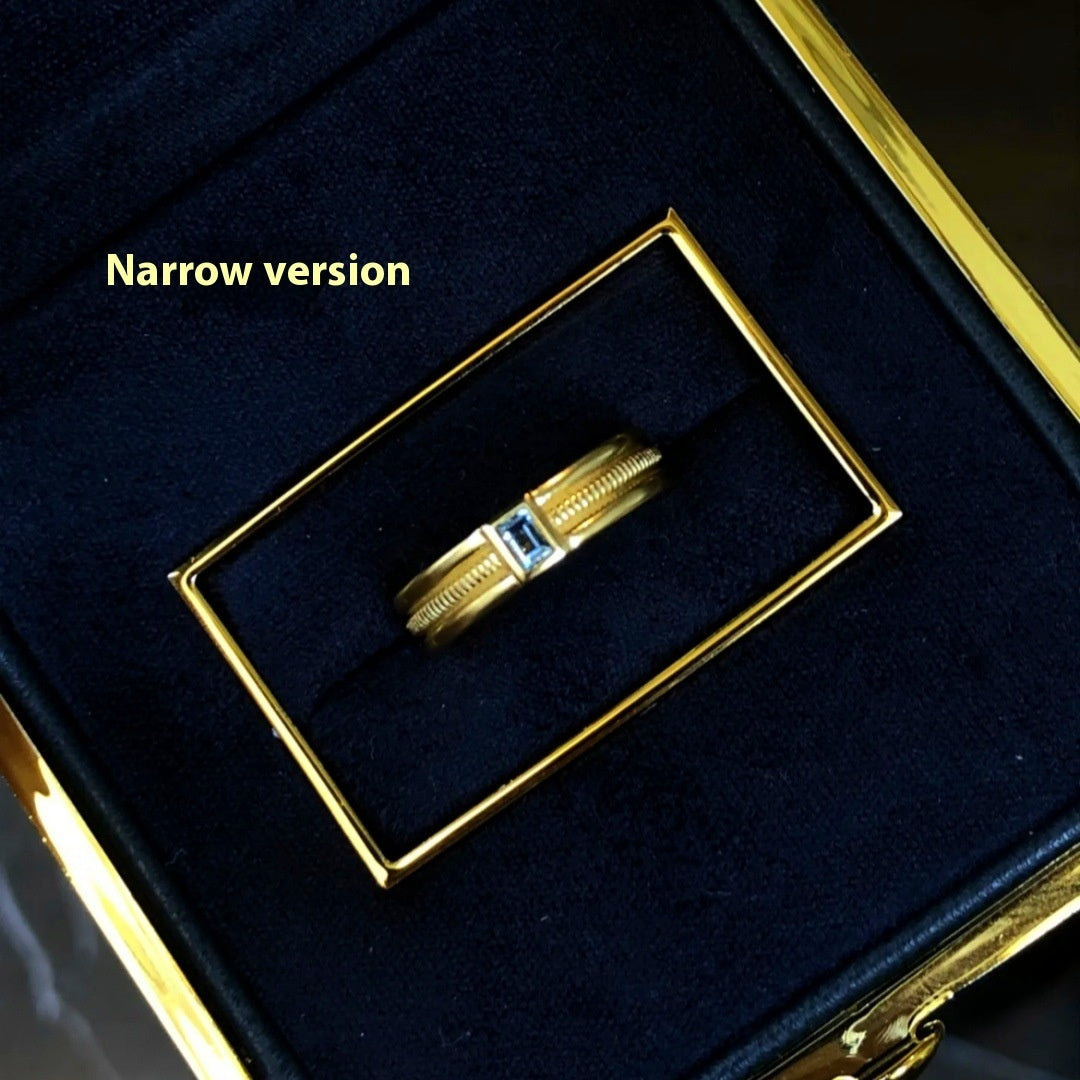Square Lanbao Couple Light Luxury Minority Advanced Frosted Gold Ring