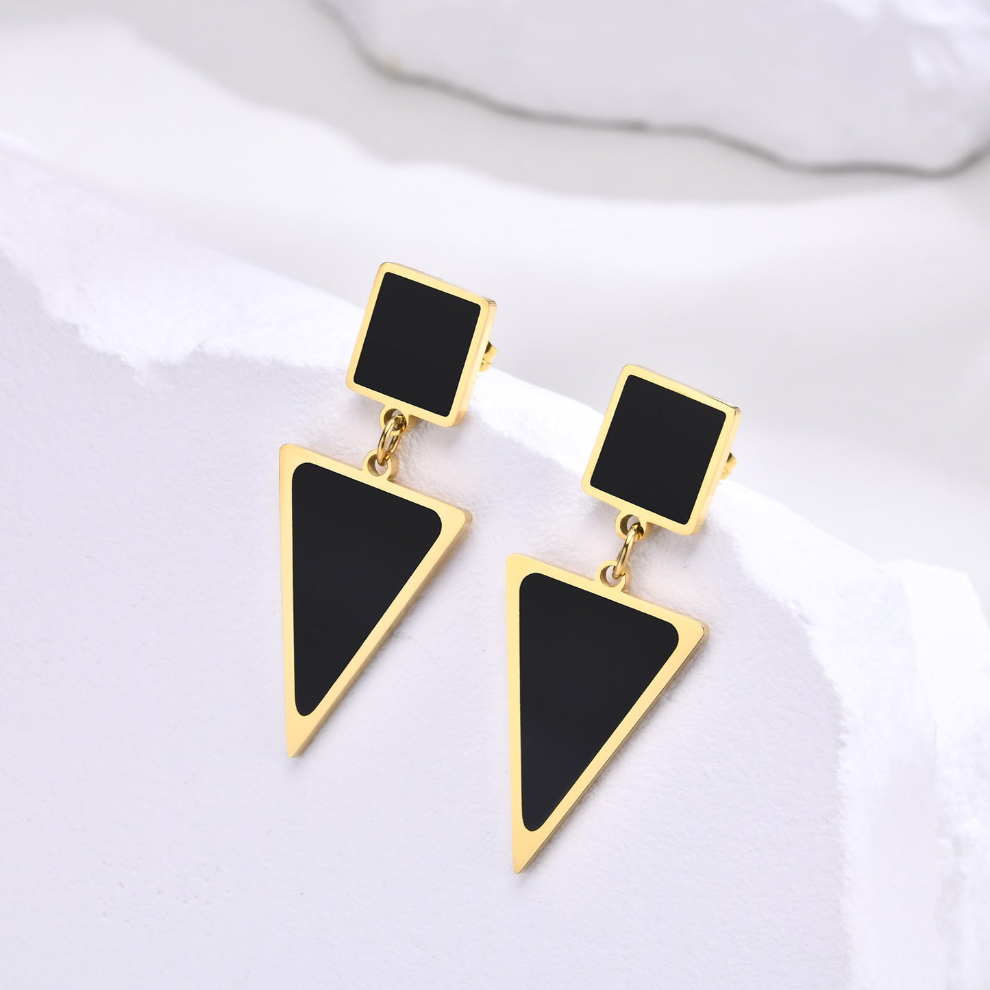 Stainless Steel Triangle Earrings Gold Simple Metal Geometry