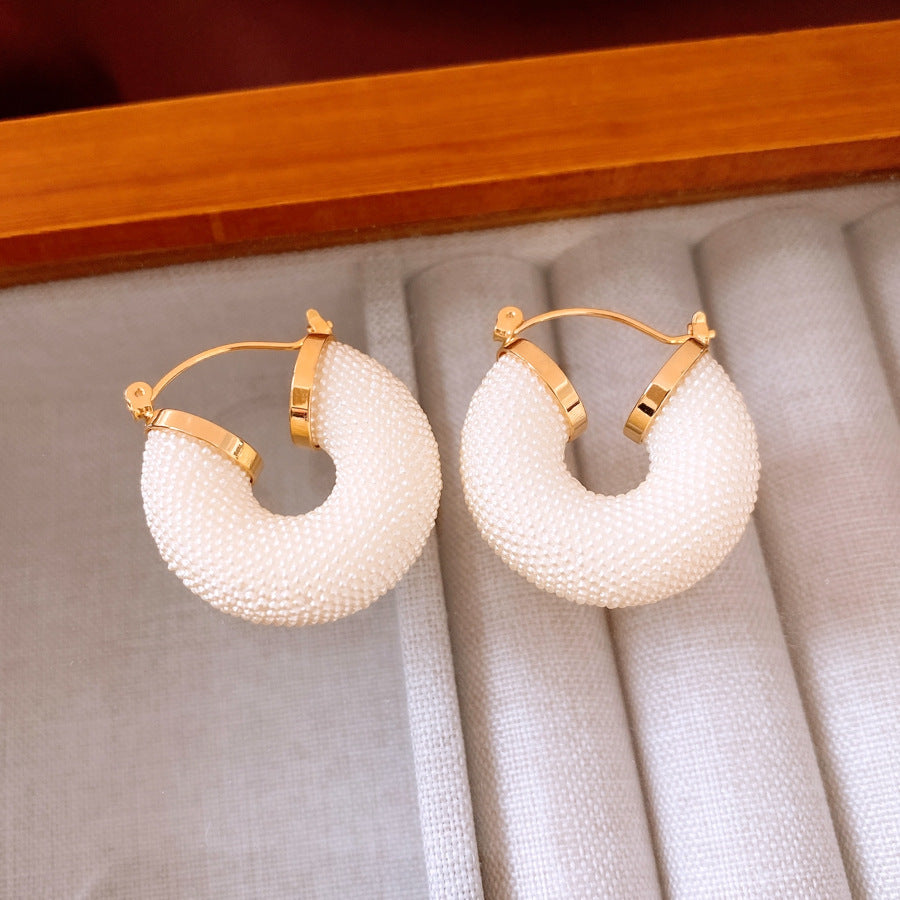 Real Gold Electroplated Round Pendant Ear Buckle Fashionable