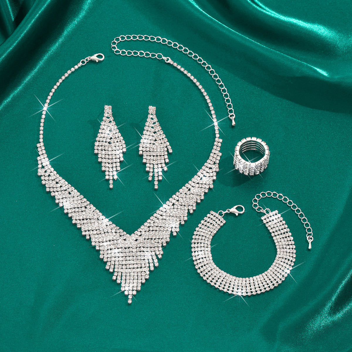 Silver Wedding Jewelry Suit Women's