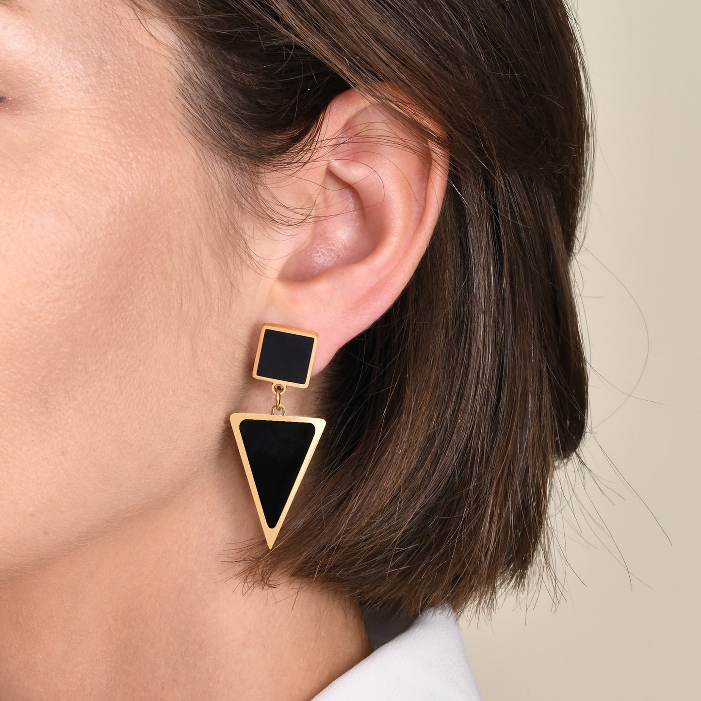 Stainless Steel Triangle Earrings Gold Simple Metal Geometry